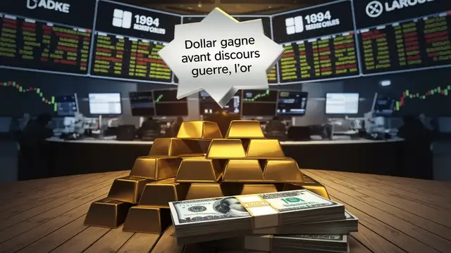 Illustration Marchés - Le dollar gagne avant le discours de guerre, l'or