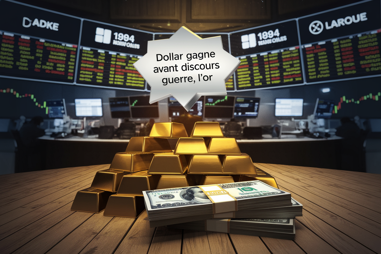 Illustration Marchés - Le dollar gagne avant le discours de guerre, l'or
